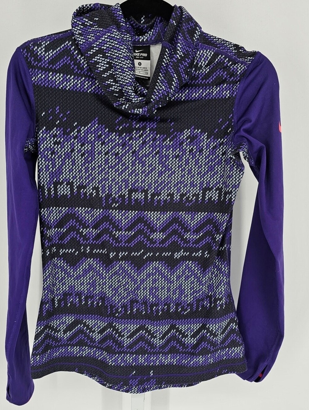 Nike Women's Pro Hyperwarm Nordic Infinity Training Top Womens Sz S Purple